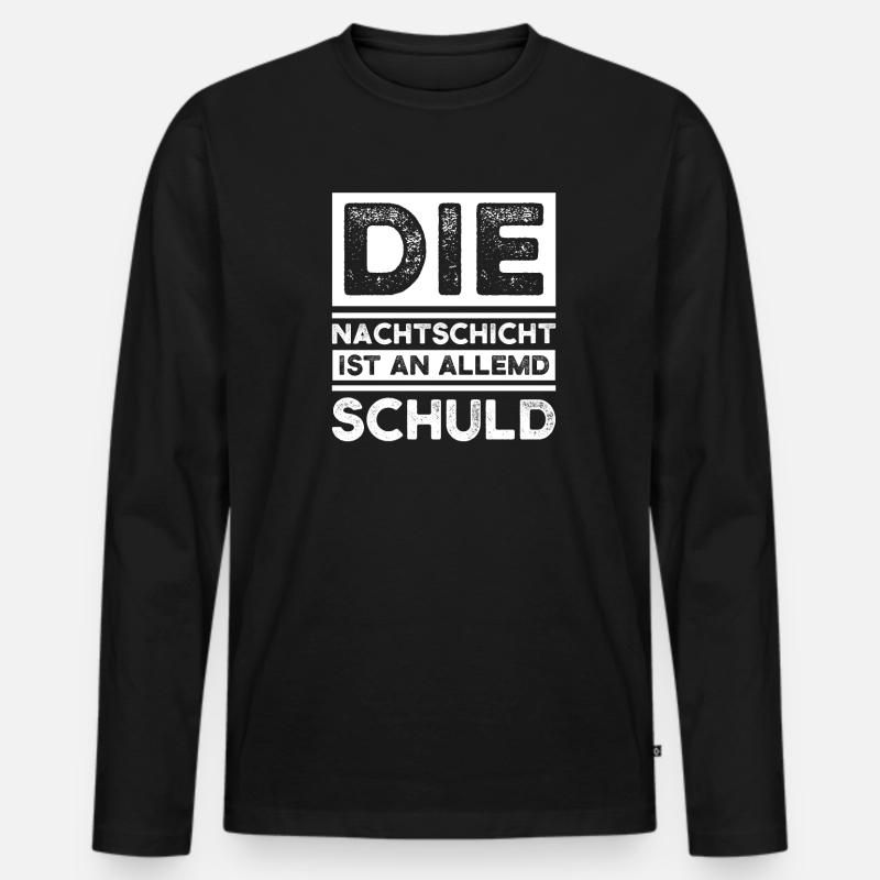 Schicht Arbeit Nachtschicht Geschenk - Männer Premium Bio Langarmshirt - Schwarz