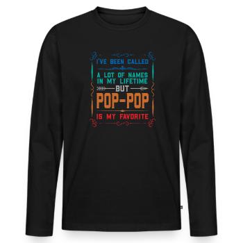 pop-pop Vatertag pop-pop Geschenk - Männer Premium Bio Langarmshirt - Schwarz - Vorne - Nico (187cm)