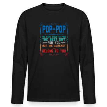 pop-pop Vatertag pop-pop Geschenk - Männer Premium Bio Langarmshirt - Schwarz - Vorne - Nico (187cm)