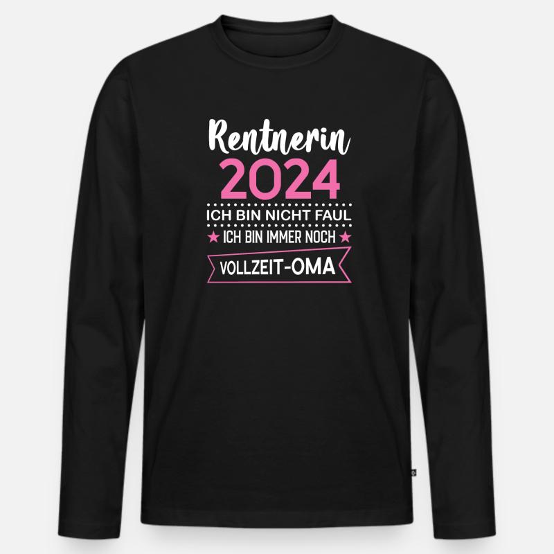 Rentnerin 2024 Oma Rentnerin Geschenk - Männer Premium Bio Langarmshirt - Schwarz