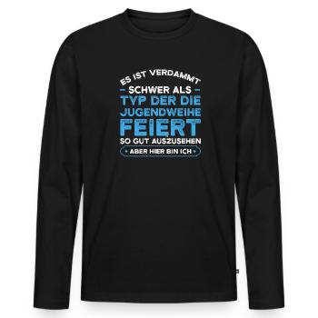 Jugendweihe Jugend Jugendliche Geschenk - Männer Premium Bio Langarmshirt - Schwarz - Vorne - Nico (187cm)