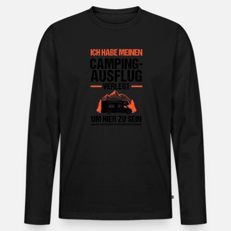 Campen Camping Campingplatz Geschenk - Männer Premium Bio Langarmshirt - Schwarz