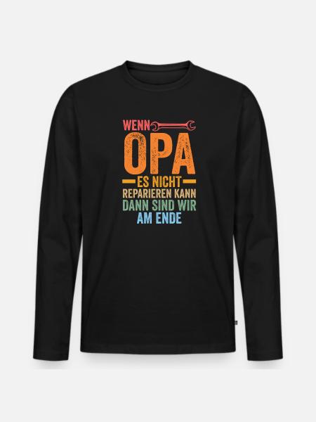 Opa Großvater Großväter Geschenk - Männer Premium Bio Langarmshirt - Schwarz