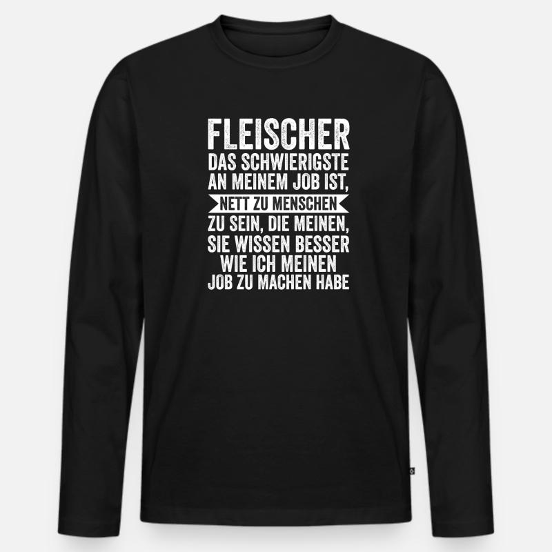 Fleischer Beruf Fleischerei Geschenk - Männer Premium Bio Langarmshirt - Schwarz
