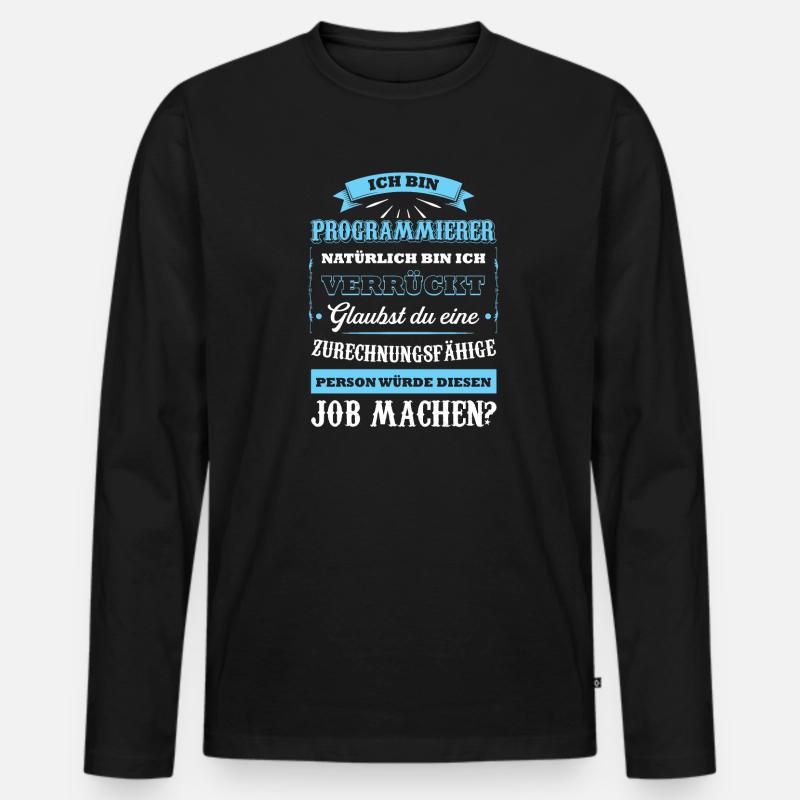 Programmierer Beruf Coder Geschenk - Männer Premium Bio Langarmshirt - Schwarz