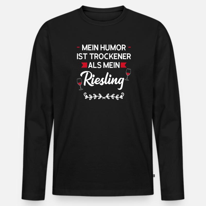 Wein Riesling Weintrinker Geschenk - Männer Premium Bio Langarmshirt - Schwarz