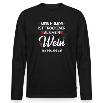 Wein Riesling Weinglas Geschenk - Männer Premium Bio Langarmshirt - Schwarz - Vorne - Nico (187cm)