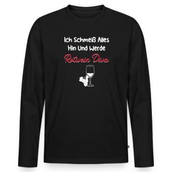 Wein Rotwein Weinschorle Geschenk - Männer Premium Bio Langarmshirt - Schwarz - Vorne - Nico (187cm)
