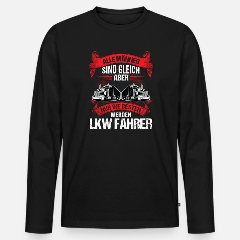 LKW Fahrer Beruf Trucker Geschenk - Männer Premium Bio Langarmshirt - Schwarz
