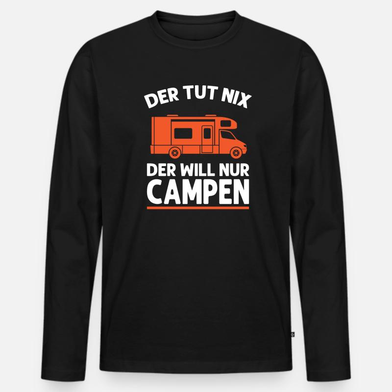 Camper Campen Camping Geschenk - Männer Premium Bio Langarmshirt - Schwarz