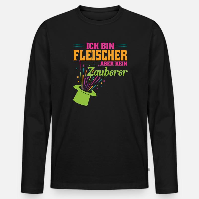 Fleischer Beruf Metzger Geschenk - Männer Premium Bio Langarmshirt - Schwarz
