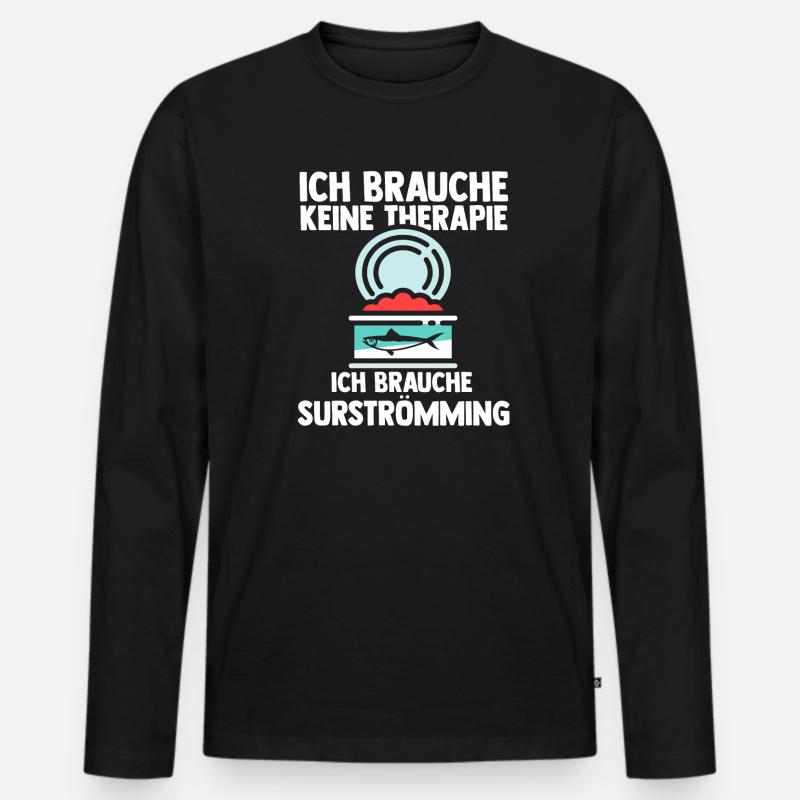 Surströmming Fisch Dosenfisch Geschenk - Männer Premium Bio Langarmshirt - Schwarz