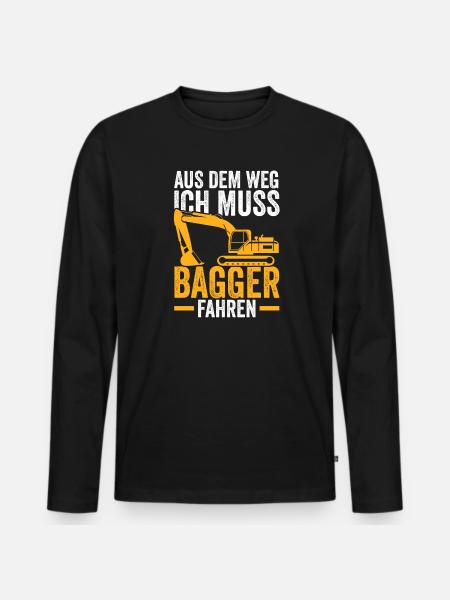 Bagger Fahrer Baggerfahrer Geschenk - Männer Premium Bio Langarmshirt - Schwarz