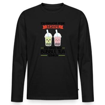 Bubble Tea Kawaii Boba Tea Geschenk - Männer Premium Bio Langarmshirt - Schwarz - Vorne - Nico (187cm)