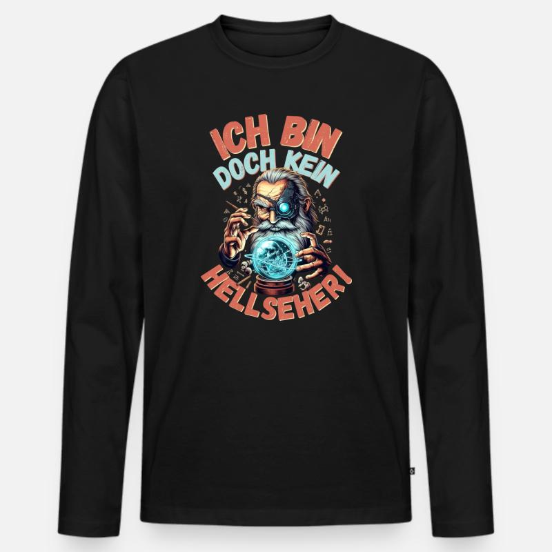 Bin doch kein Hellseher - Männer Premium Bio Langarmshirt - Schwarz