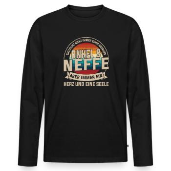 Onkel & Neffe Familie Neffe Geschenk - Männer Premium Bio Langarmshirt - Schwarz - Vorne - Nico (187cm)