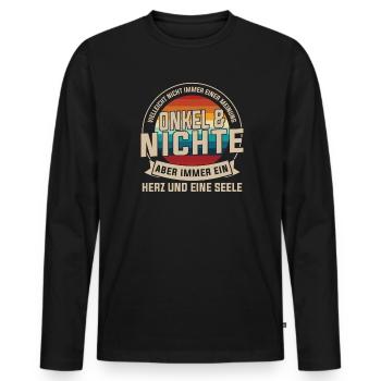Onkel & Nichte Familie Nichte Geschenk - Männer Premium Bio Langarmshirt - Schwarz - Vorne - Nico (187cm)