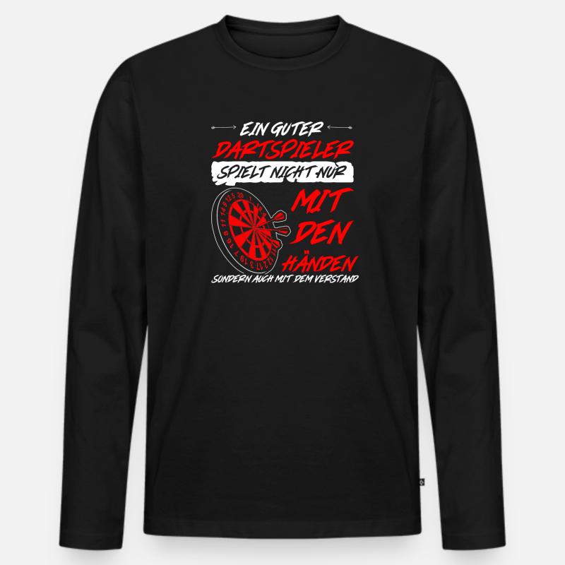 Darts Darten Dartboard Geschenk - Männer Premium Bio Langarmshirt - Schwarz