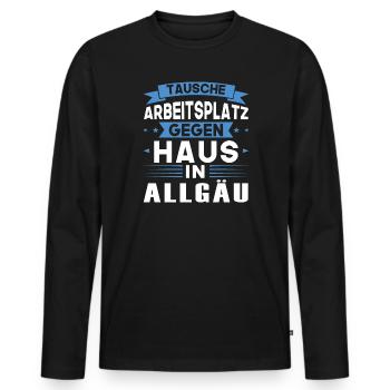 Allgäu Schwäbisch Süddeutschland Geschenk - Männer Premium Bio Langarmshirt - Schwarz - Vorne - Nico (187cm)