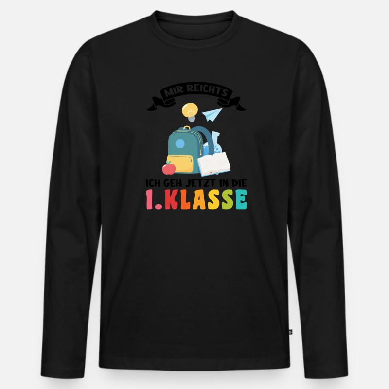 Schule 1.klasse Schule beginnt Geschenk - Männer Premium Bio Langarmshirt - Schwarz