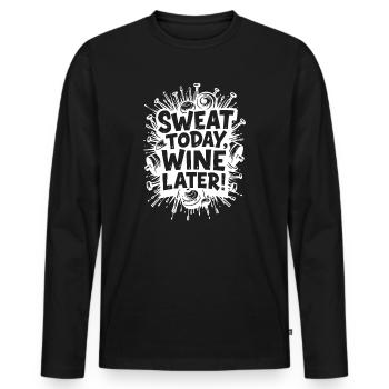 Transpirez aujourd’hui, vin plus tard ! Citation de salle de sport - T-shirt manches longues Premium bio Homme - noir - Devant - Nico (187cm)