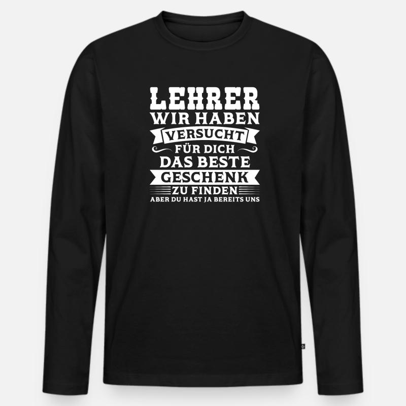Lehrer Lehrerin Schule Geschenk - Männer Premium Bio Langarmshirt - Schwarz