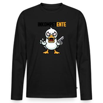 Lustig Ironie Ente Ente Sarkasmus Geschenk - Männer Premium Bio Langarmshirt - Schwarz - Vorne - Nico (187cm)
