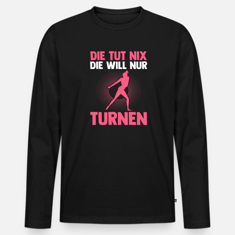 Turnen Mädchen Turnerin Geschenk - Männer Premium Bio Langarmshirt - Schwarz