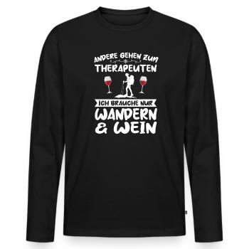 Wandern Wein Bergsteiger Geschenk - Männer Premium Bio Langarmshirt - Schwarz - Vorne - Nico (187cm)