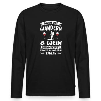 Wandern Wein Berge Geschenk - Männer Premium Bio Langarmshirt - Schwarz - Vorne - Nico (187cm)