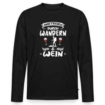 Wandern Wein Bergsteiger Geschenk - Männer Premium Bio Langarmshirt - Schwarz - Vorne - Nico (187cm)