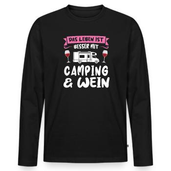 Campen Wein Camper Geschenk - Männer Premium Bio Langarmshirt - Schwarz - Vorne - Nico (187cm)