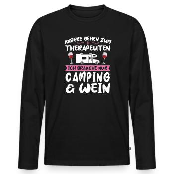Campen Wein Camper Geschenk - Männer Premium Bio Langarmshirt - Schwarz - Vorne - Nico (187cm)