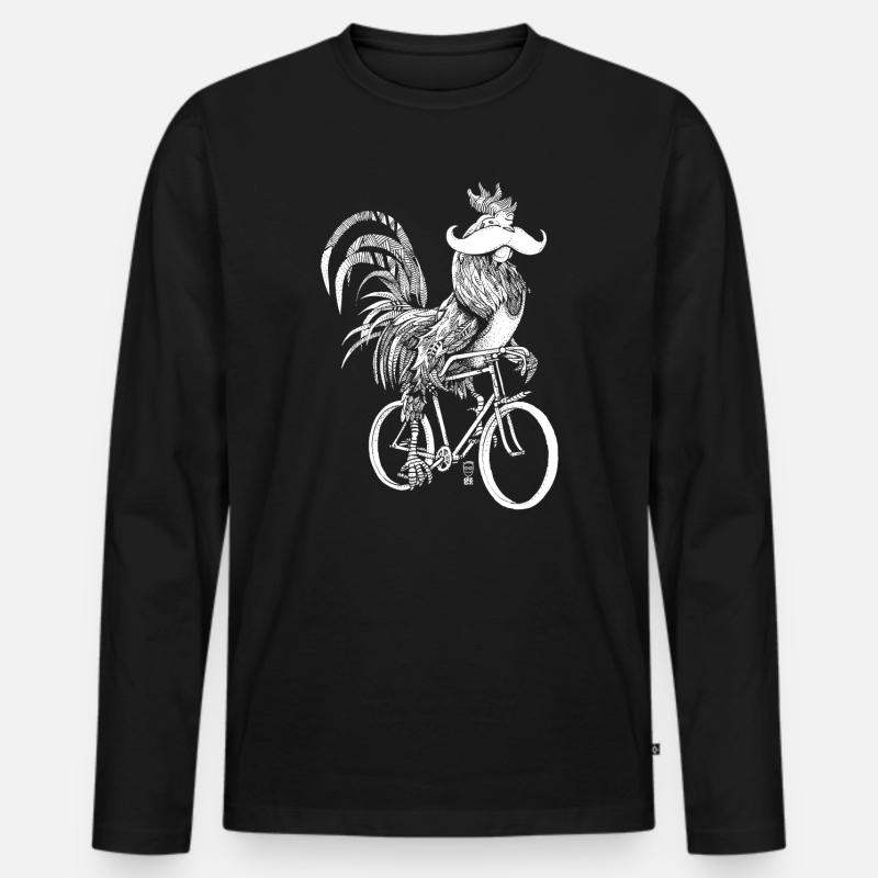 Rooster & Bicycles - white version - Men's Premium Organic Long Sleeve Shirt - black