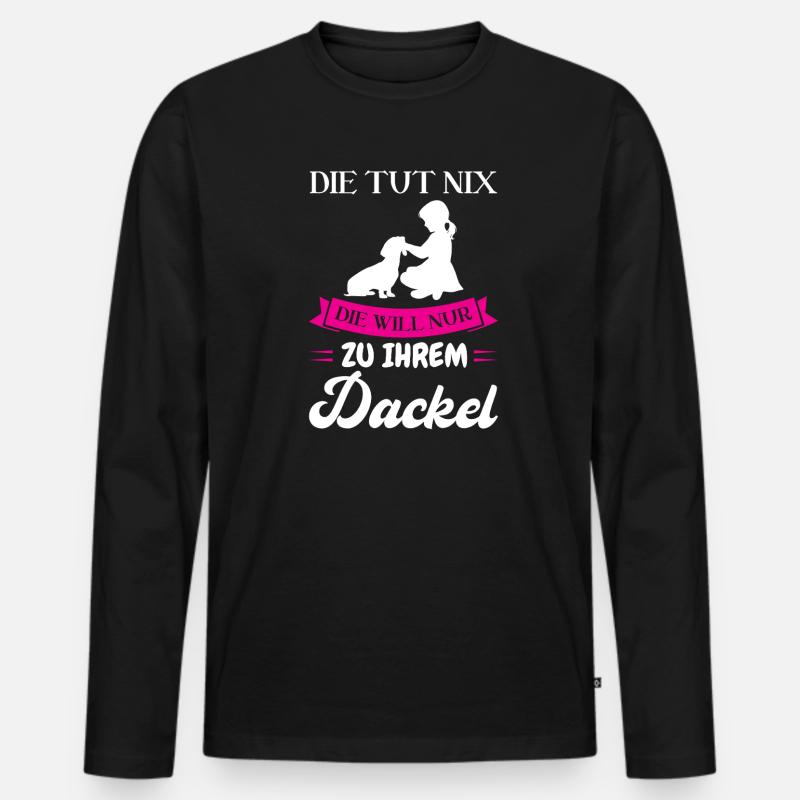 Dackel Hund Dackel Besitzer Geschenk - Männer Premium Bio Langarmshirt - Schwarz