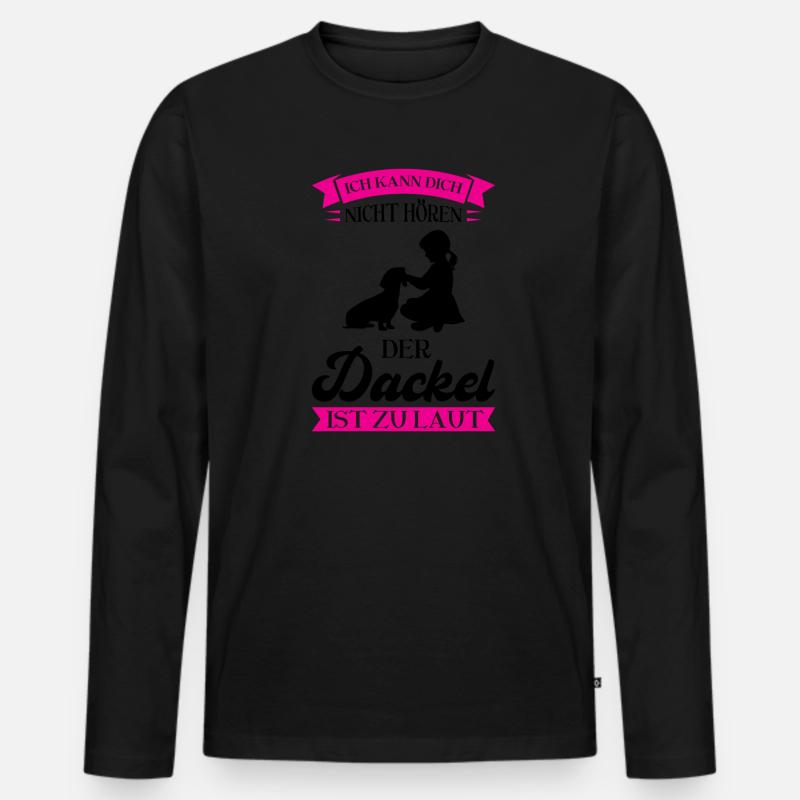 Dackel Hund Dachshund Geschenk - Männer Premium Bio Langarmshirt - Schwarz