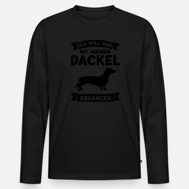 Dackel Hund Dachshund Geschenk - Männer Premium Bio Langarmshirt - Schwarz