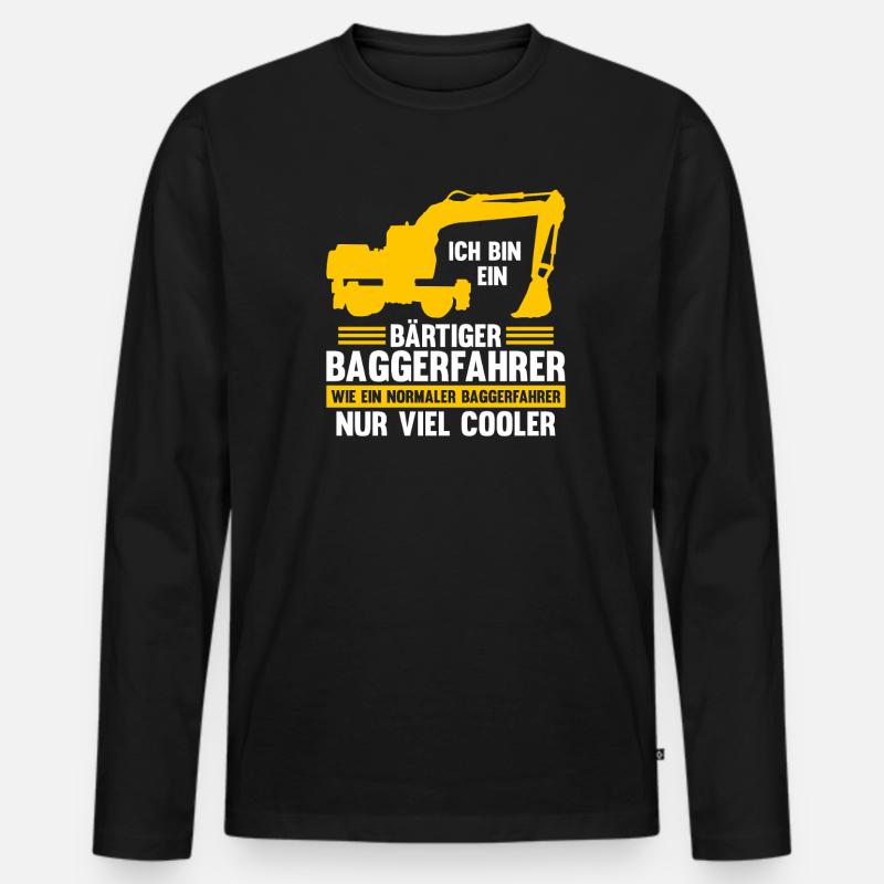 Bagger Fahrer Bagger Bauen Geschenk - Männer Premium Bio Langarmshirt - Schwarz