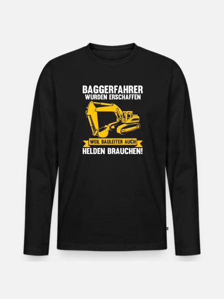 Bagger Fahrer Bagger Bauen Geschenk - Männer Premium Bio Langarmshirt - Schwarz