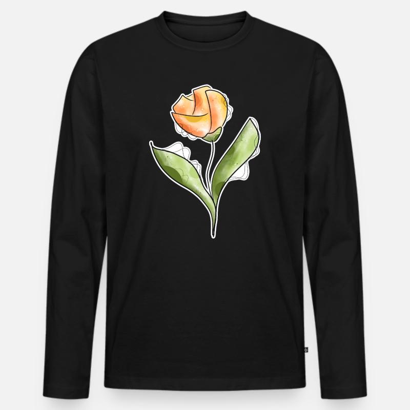 Tulpe - Männer Premium Bio Langarmshirt - Schwarz