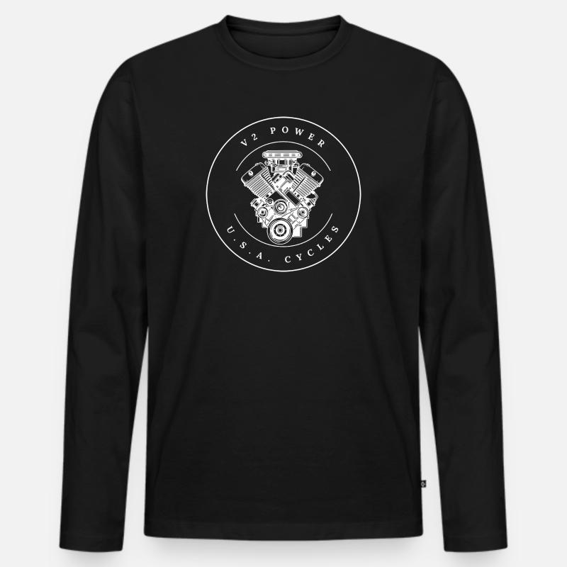 USA Motorcycles V2 Power - Männer Premium Bio Langarmshirt - Schwarz