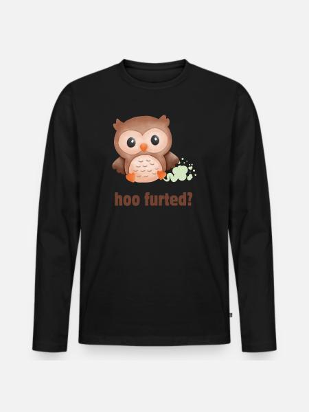 Hoo Furted Owl Pun - Men's Premium Organic Long Sleeve Shirt - black