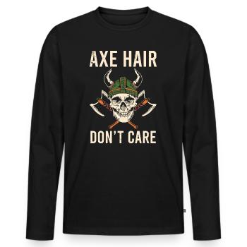 Mythologie viking Valhalla guerrier hache dictons - T-shirt manches longues Premium bio Homme - noir - Devant - Nico (187cm)