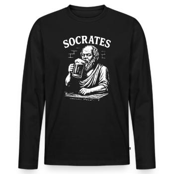 Portrait de la bière Socrate - T-shirt manches longues Premium bio Homme - noir - Devant - Nico (187cm)