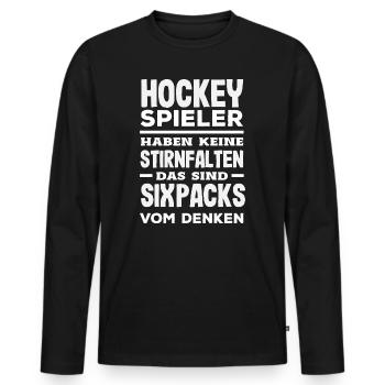 Lustiges Hockey Hockeyspieler Geschenk - Männer Premium Bio Langarmshirt - Schwarz - Vorne - Nico (187cm)