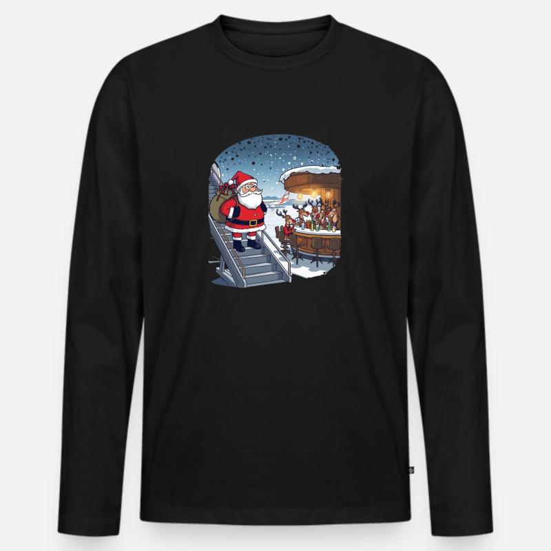 Rentiere raus - Männer Premium Bio Langarmshirt - Schwarz