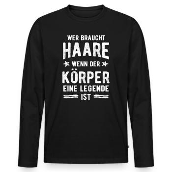 Geiler Typ mit Glatze Glatzkopf Bodybuilder - Männer Premium Bio Langarmshirt - Schwarz - Vorne - Nico (187cm)
