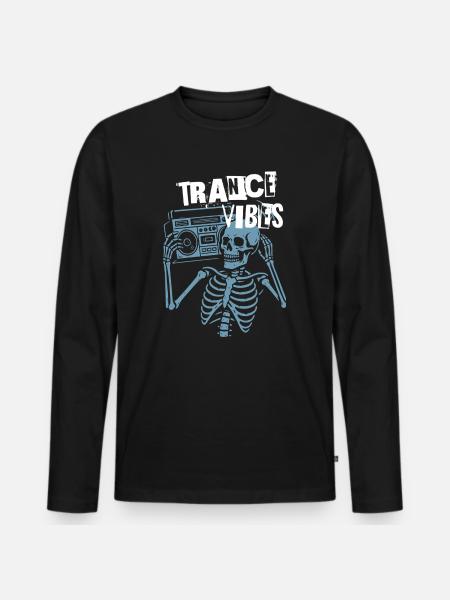 Trance Vibes Skelett-Boombox - Männer Premium Bio Langarmshirt - Schwarz