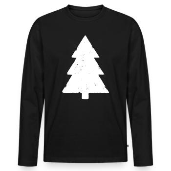 Tannenbaum Wald Grunge Vintage Vektor - Männer Premium Bio Langarmshirt - Schwarz - Vorne - Nico (187cm)