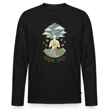 Serene Spirit - Mystical Nature Yoga - T-shirt manches longues Premium bio Homme - noir - Devant - Nico (187cm)